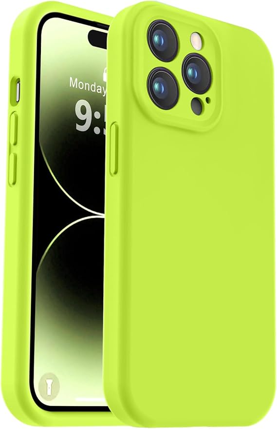 Vooii Compatible with iPhone 14 Pro Max Case, Liquid Silicone Upgrade [Camera Protection] [Soft Anti-Scratch Microfiber Lining] Shockproof Phone Case for iPhone 14 Pro Max 6.7 inch - Fluorescent Green