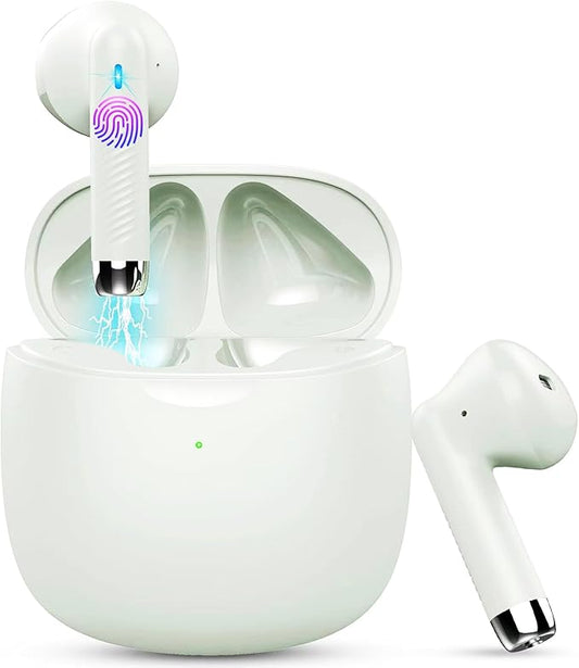 Wireless Earbuds, Bluetooth 5.4 Earbuds Stereo Bass, Bluetooth Headphones in Ear Noise Cancelling Mic, Earphones IP7 Waterproof Sports, 32H Playtime USB C Charging Case Green Ear Buds for Android iOS