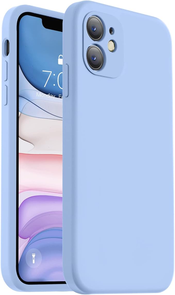 Vooii Compatible with iPhone 11 Case, Upgraded Liquid Silicone with [Flat Edges] [Camera Protection] [Soft Anti-Scratch Microfiber Lining] Phone Case for iPhone 11 6.1 inch - Light Blue