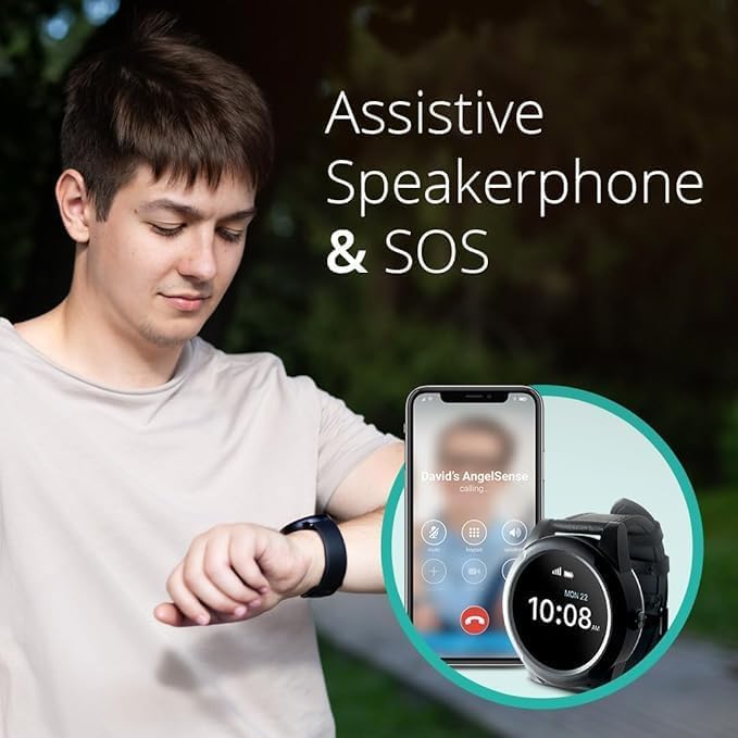 AngelSense Assistive Technology Watch with Personal GPS Tracker for Teens, Adults, Seniors, Autism, Special Needs, Dementia, Speakerphone, SOS Button, Live Tracking, Subscription Required