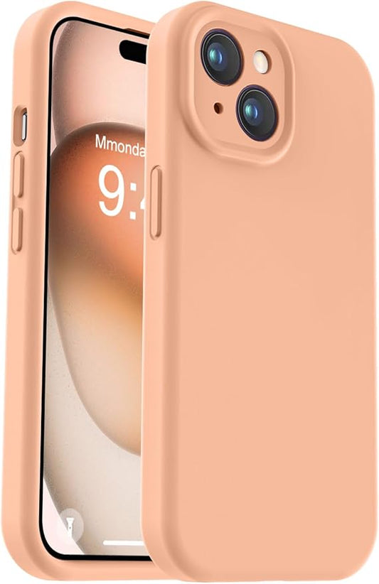 Vooii Compatible with iPhone 15 Case, Upgrade Defender Liquid Silicone, [Enhanced Camera Protection] [Soft Anti-Scratch Microfiber Lining] Shockproof Phone Case for iPhone 15 6.1 inch - Cantaloupe