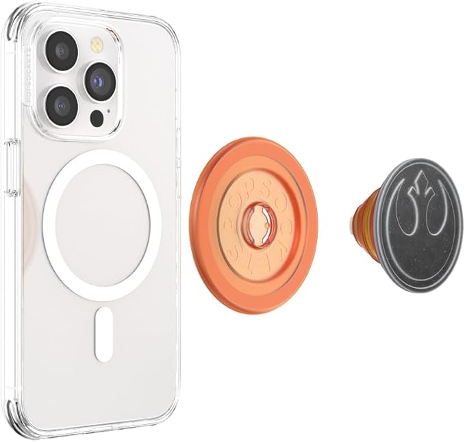 PopSockets Phone Grip for MagSafe with Kickstand, Magnetic Stand, Swappable Top, Secure Hold for iPhone MagSafe Cases, Phone & Tablet Grip, Starwars - Enamel Distressed Rebel Symbol
