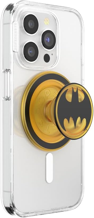 PopSockets Phone Grip for MagSafe with Kickstand, Magnetic Stand, Swappable Top, Secure Hold for iPhone MagSafe Cases, Phone & Tablet Grip, Batman - Translucent Bat Symbol