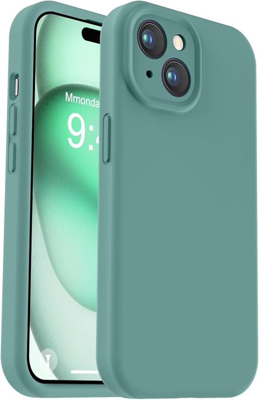Vooii Compatible with iPhone 15 Case, Upgrade Defender Liquid Silicone, [Enhanced Camera Protection] [Soft Anti-Scratch Microfiber Lining] Shockproof Phone Case for iPhone 15 6.1 inch - Pine Green