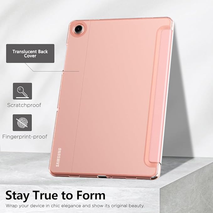 MoKo Case for Galaxy Tab A9+/A9 Plus 11 inch 2023, Slim Stand Protective Smart Cover with Hard PC Translucent Back Shell for Tab A9 Plus Tablet (SM-X210/X216/X218), Auto Wake/Sleep, Rose Gold