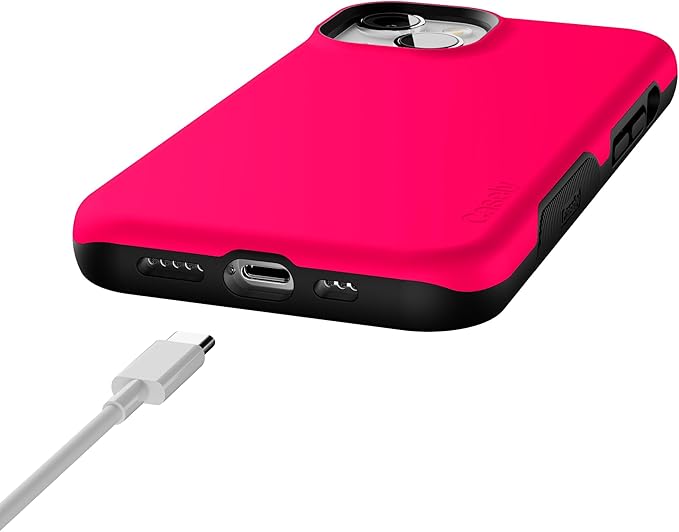 Casely iPhone 14 Case | Think Pink | Solid Neon Pink | Compatible with MagSafe | Bold Protective Design
