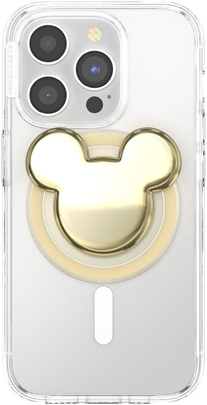 PopSockets Phone Grip for MagSafe with Kickstand, Magnetic Stand, Swappable Top, Secure Hold for iPhone MagSafe Cases, Phone & Tablet Grip, Disney - Gold Mickey Head