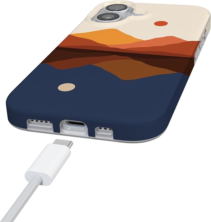 Casely iPhone 17 Case | Opposites Attract Day & Night Colorblock Mountains | Classic Ultra Slim Design | Compatible with MagSafe