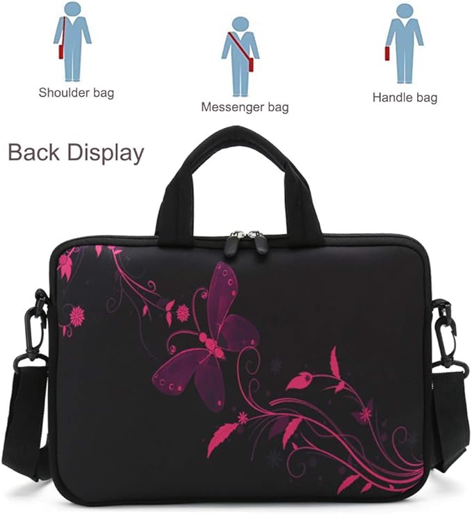 RICHEN 14 15 15.4 15.6 inch Laptop shoulder bag Notebook Handle Sleeve Neoprene Soft Carrying Travel Case with Accessories pocket (14-15.6 inch, Nice Butterfly)