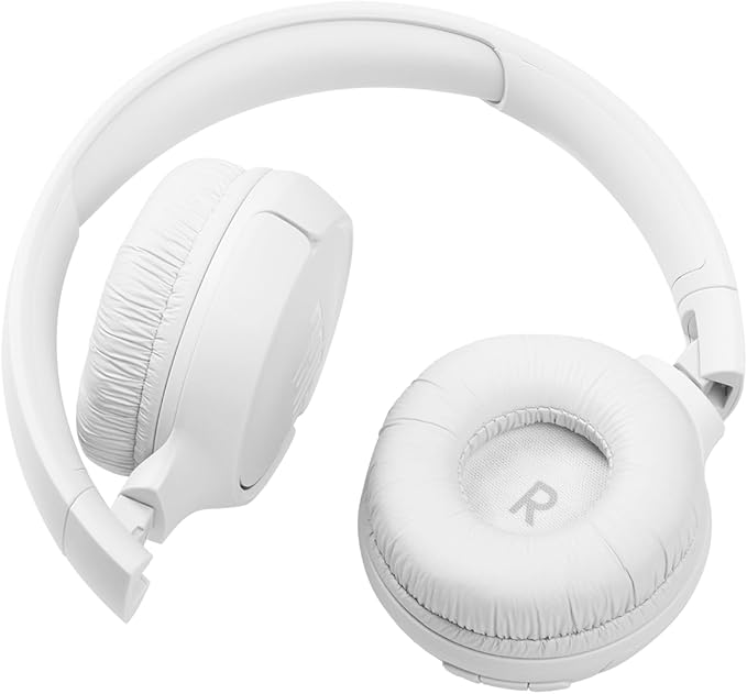 JBL Tune 510BT - Bluetooth headphones with up to 40 hours battery, microphone for call, foldable and comfortable, Android and iOs compatible (White)