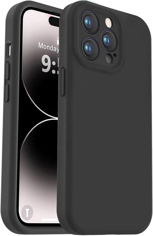 Vooii Compatible with iPhone 14 Pro Max Case, Liquid Silicone Upgrade [Camera Protection] [Soft Anti-Scratch Microfiber Lining] Shockproof Phone Case for iPhone 14 Pro Max 6.7 inch - Black