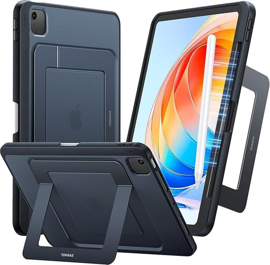 TORRAS for iPad Air 13 inch Case (M3 2025/ M2 2024), iPad Pro 12.9 Case (2022/2021), Ultra Stable Stand, Multiple Adjustable Viewing Angles, Slim Protective Kickstand with Pencil Holder, Black
