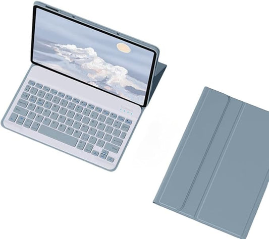 Keyboard Case for Lenovo Tab M10 Plus 3rd Gen Case 10.6 Inch 2022(TB125FU/TB128FU/TB128XU), Slim Flip Case with Magnetically Detachable Candy Color Keyboard, Blue