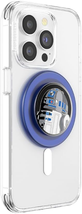 PopSockets Phone Grip for MagSafe with Kickstand, Magnetic Stand, Swappable Top, Secure Hold for iPhone MagSafe Cases, Phone & Tablet Grip, Starwars - Enamel R2D2