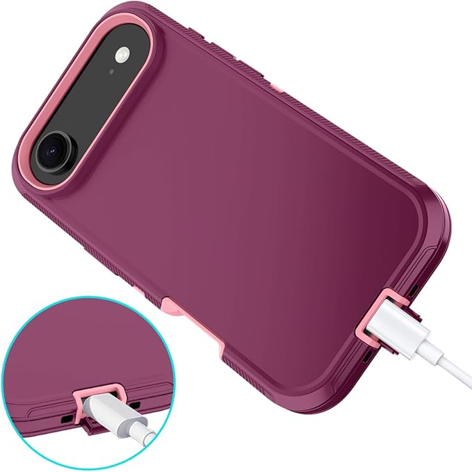 for iPhone Air Case/iPhone 17 Air Case Shockproof Dust/Drop Proof 3-Layer Full Body Protection [Without Screen Protector] Rugged Heavy Duty Cover for Apple iPhone Air 6.5" 2025,Purple/Pink