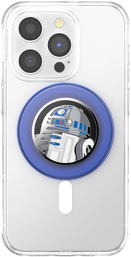 PopSockets Phone Grip for MagSafe with Kickstand, Magnetic Stand, Swappable Top, Secure Hold for iPhone MagSafe Cases, Phone & Tablet Grip, Starwars - Enamel R2D2