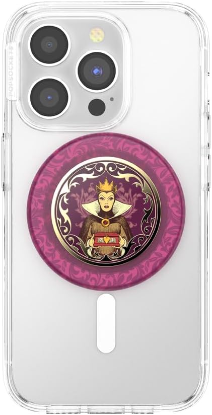 PopSockets Phone Grip for MagSafe with Kickstand, Magnetic Stand, Swappable Top, Secure Hold for iPhone MagSafe Cases, Phone & Tablet Grip, Disney - Enamel Essence of Evil Queen