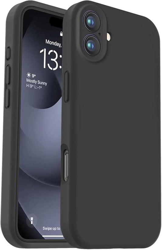 Vooii Compatible with iPhone 16 Plus Case, Liquid Silicone Upgrade [Camera Protection] [Soft Anti-Scratch Microfiber Lining] Shockproof Phone Case for iPhone 16 Plus 6.7 inch - Black