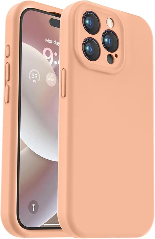 Vooii Compatible with iPhone 15 Pro Case, Upgrade Defender Liquid Silicone, [Camera Protection] [Soft Anti-Scratch Microfiber Lining] Shockproof Phone Case for iPhone 15 Pro 6.1 inch - Cantaloupe