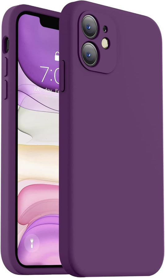 Vooii Compatible with iPhone 11 Case, Upgraded Liquid Silicone with [Flat Edges] [Camera Protection] [Soft Anti-Scratch Microfiber Lining] Phone Case for iPhone 11 6.1 inch - Grape