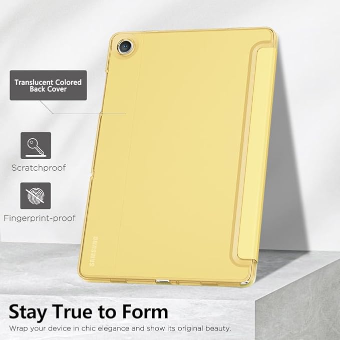 MoKo Case for Galaxy Tab A9+/A9 Plus 11 inch 2023, Slim Stand Protective Smart Cover with Hard PC Translucent Back Shell for Tab A9 Plus Tablet (SM-X210/X216/X218), Auto Wake/Sleep, Yellow