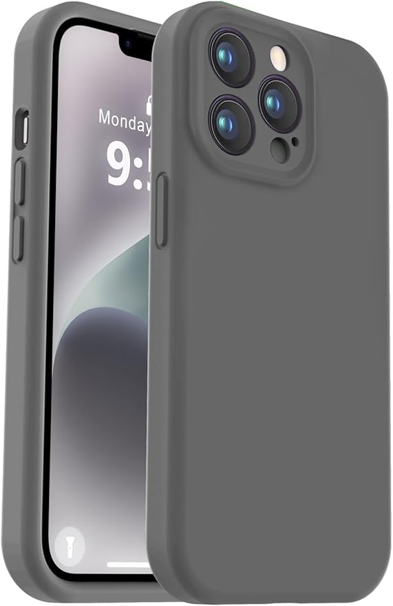 Vooii Compatible with iPhone 13 Pro Max Case, Liquid Silicone Upgrade [Camera Protection] [Soft Anti-Scratch Microfiber Lining] Shockproof Phone Case for iPhone 13 Pro Max 6.7 inch - Dark Grey