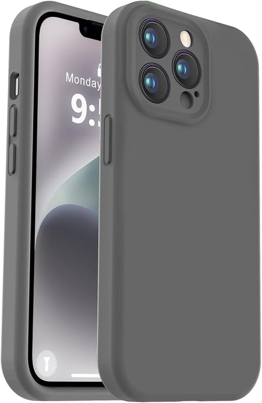 Vooii Compatible with iPhone 13 Pro Case, Liquid Silicone Upgrade [Camera Protection] [Soft Anti-Scratch Microfiber Lining] Shockproof Phone Case for iPhone 13 Pro 6.1 inch - Dark Grey