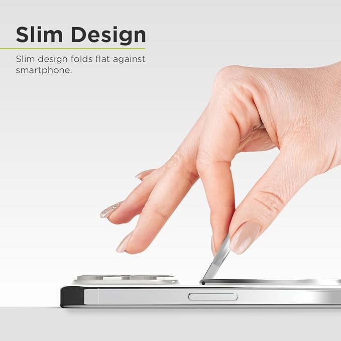 PureGear Magnetic Phone Grip Ring Stand, Magnetic Phone Ring Holder for MagSafe iPhone 16, 16 Pro, 16 Plus, 16 Pro Max, 15, 15 Plus, 14, 14 Pro, 14 Pro Max, 13, 12 Adjustable Kickstand(Brushed Silver)