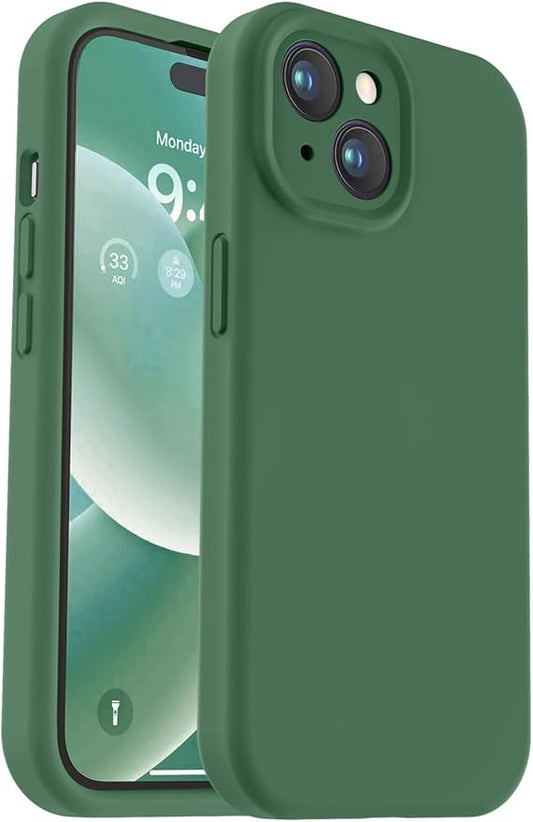 Vooii Compatible with iPhone 15 Case, Upgrade Defender Liquid Silicone, [Enhanced Camera Protection] [Soft Anti-Scratch Microfiber Lining] Shockproof Phone Case for iPhone 15 6.1 inch - Green