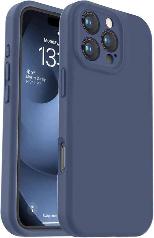 Vooii Compatible with iPhone 16 Pro Case, Liquid Silicone Upgrade [Camera Protection] [Soft Anti-Scratch Microfiber Lining] Shockproof Phone Case for iPhone 16 Pro 6.3 inch - Navy Blue