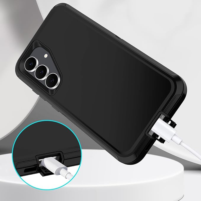 for Samsung Galaxy S25 FE Case Heavy Duty Protective Shockproof Dropproof 3-Layer Full Body Protection [Without Screen Protector] Tough Rugged Case for Galaxy S25 FE,Black