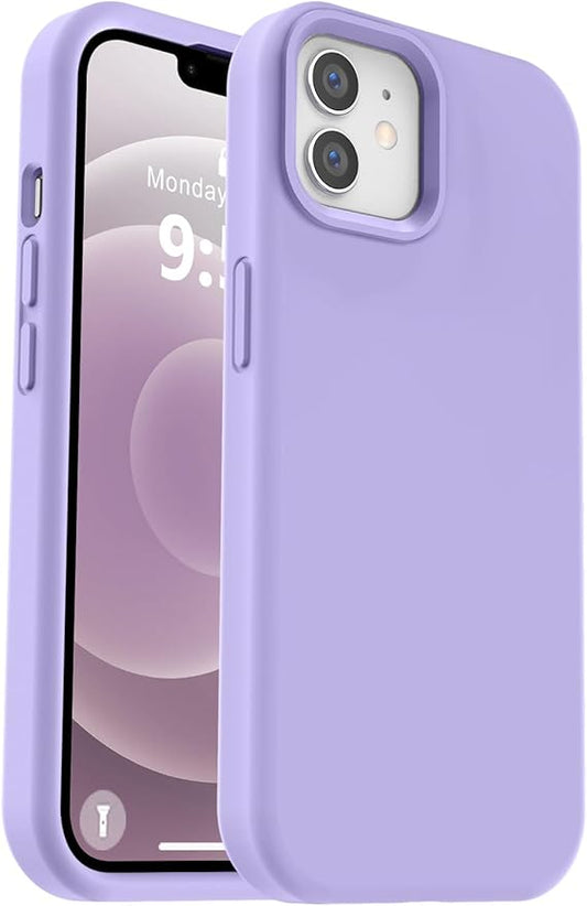 Vooii Compatible with iPhone 12 Case/iPhone 12 Pro Case, Liquid Silicone Upgrade [Soft Anti-Scratch Microfiber Lining] [Shockproof Drop Protection] Phone Case 6.1 inch - Light Purple