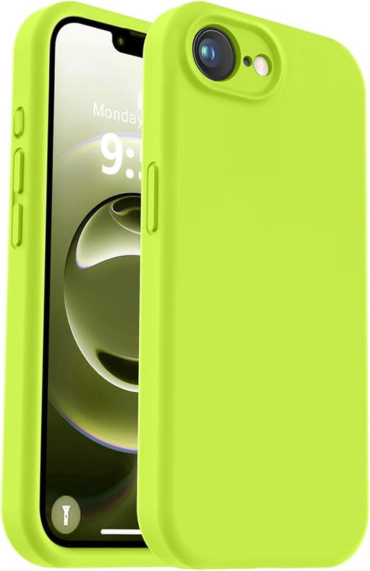 Vooii Compatible with iPhone 16e Case, Liquid Silicone Upgrade [Camera Protection] [Soft Anti-Scratch Microfiber Lining] Shockproof Phone Case for iPhone 16e 6.1 inch - Fluorescent Green