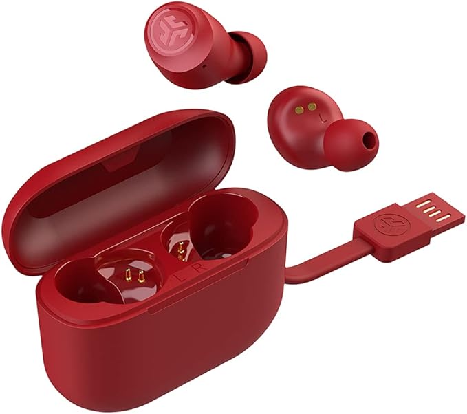JLab Go Air Pop True Wireless Earbuds, in Ear Headphones, Bluetooth Earphones, Ear Buds with 32H Playtime, Bluetooth Earbuds with Microphone, USB Charging Case, Dual Connect, EQ3 Sound, Rose