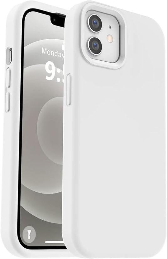 Vooii Compatible with iPhone 12 Case/iPhone 12 Pro Case, Liquid Silicone Upgrade [Soft Anti-Scratch Microfiber Lining] [Shockproof Drop Protection] Phone Case 6.1 inch - White