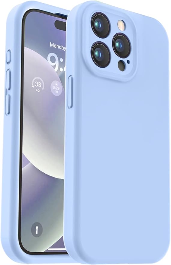 Vooii Compatible with iPhone 15 Pro Case, Upgrade Defender Liquid Silicone, [Camera Protection] [Soft Anti-Scratch Microfiber Lining] Shockproof Phone Case for iPhone 15 Pro 6.1 inch - Light Blue