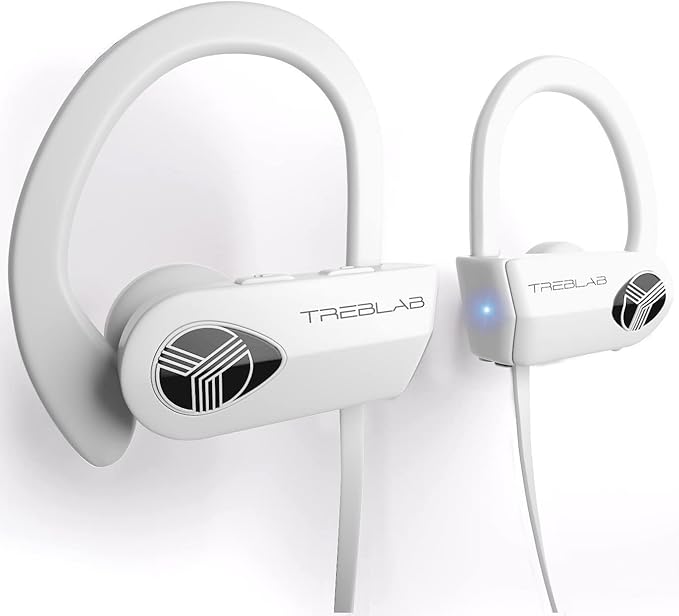 TREBLAB XR500 Bluetooth Running Headphones, IPX7 Waterproof, Noise Cancelling, Secure-Fit, Wireless Sport Earbuds with Mic