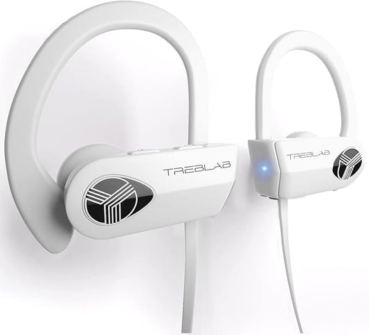 TREBLAB XR500 Bluetooth Running Headphones, IPX7 Waterproof, Noise Cancelling, Secure-Fit, Wireless Sport Earbuds with Mic