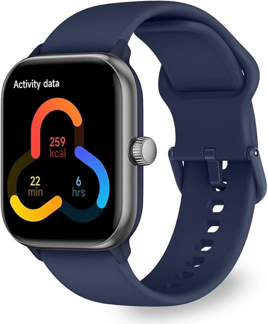 OCTANDRA Pulse 2 VeryFit Smart Watches for Men Women, Alexa Built-in 1.85" AMOLED Screen IP68 Fitness Tracker Watch, Body Energy/Heart Rate/Oxygen Saturation/Stress/Step/Sleep Monitor (GTX10) (Blue)