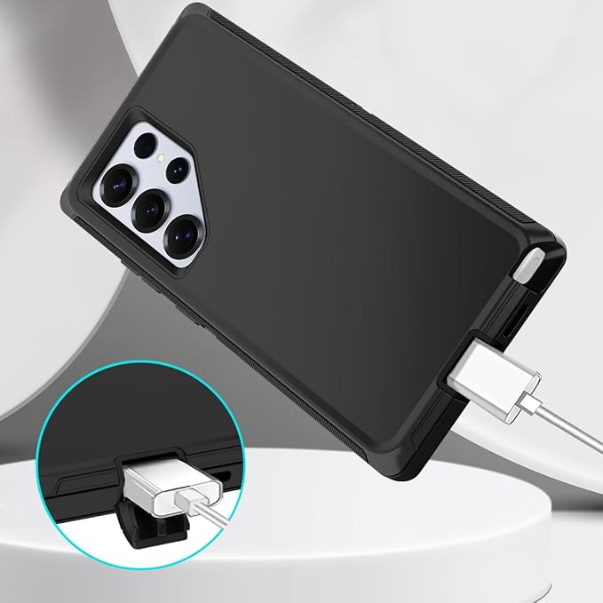 for Samsung Galaxy S25 Ultra Case Heavy Duty Protective Shockproof Dropproof 3-Layer Full Body Protection [Without Screen Protector] Tough Rugged Case for Galaxy S25 Ultra,Black