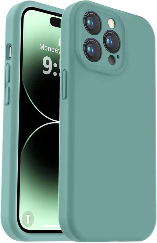 Vooii Compatible with iPhone 14 Pro Max Case, Liquid Silicone Upgrade [Camera Protection] [Soft Anti-Scratch Microfiber Lining] Shockproof Phone Case for iPhone 14 Pro Max 6.7 inch - Pine Green