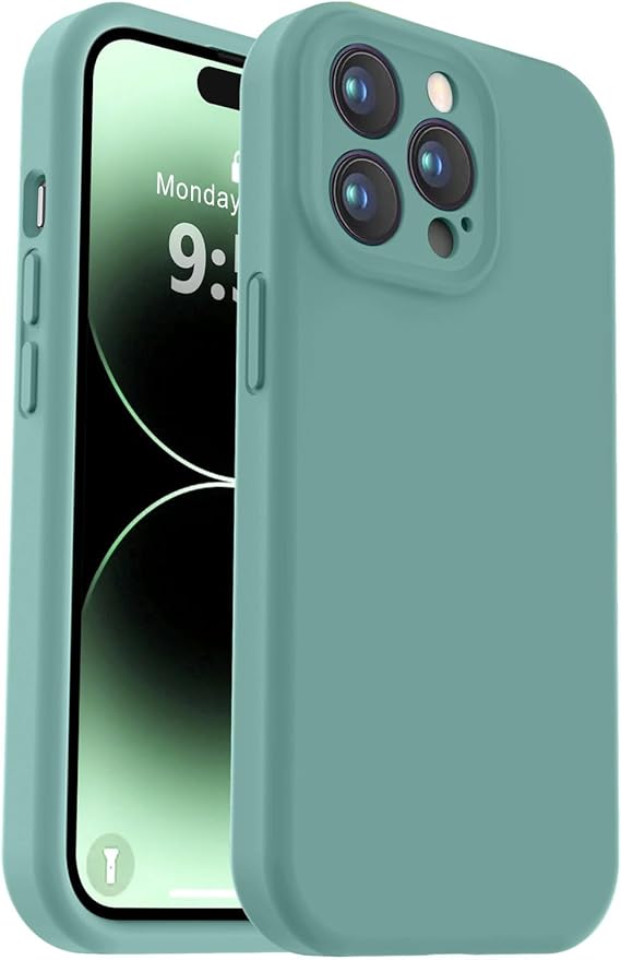 Vooii Compatible with iPhone 14 Pro Case, Liquid Silicone Upgrade [Camera Protection] [Soft Anti-Scratch Microfiber Lining] Shockproof Phone Case for iPhone 14 Pro 6.1 inch - Pine Green