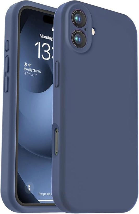 Vooii Compatible with iPhone 16 Plus Case, Liquid Silicone Upgrade [Camera Protection] [Soft Anti-Scratch Microfiber Lining] Shockproof Phone Case for iPhone 16 Plus 6.7 inch - Navy Blue