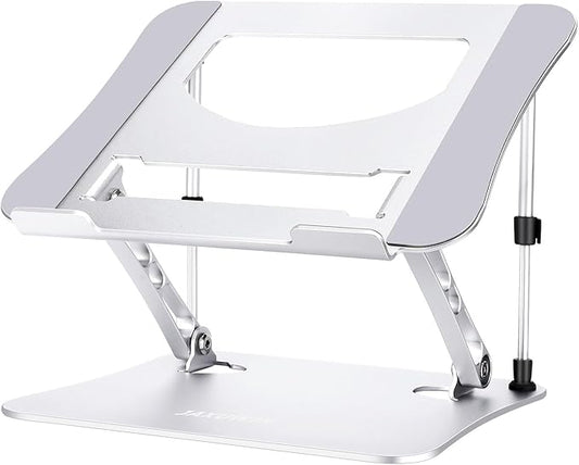 Next-Gen Laptop Stand - No Wobbling While Typing, Adjustable Aluminum Laptop Riser Holder for Desk, Ergonomic Computer Notebook Stand for MacBook Air Pro, HP, Dell Laptops 10-16 Inch, Silver
