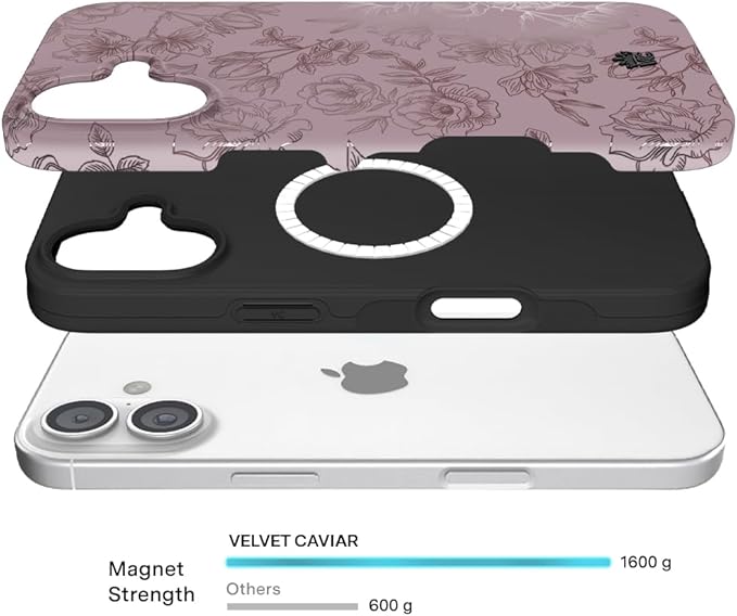 VELVET CAVIAR Case for iPhone 17 | Compatible with MagSafe | 10ft Drop Tested | Protective Designer Cases | Dusty Rose Floral