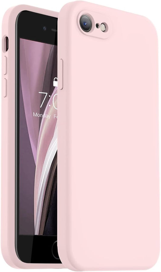 Vooii for iPhone SE Case 2022/3rd/2020,iPhone 8/7 Case, Upgraded Liquid Silicone with [Flat Edges] [Camera Protection] [Soft Anti-Scratch Microfiber Lining] Phone Case for iPhone SE - Chalk Pink