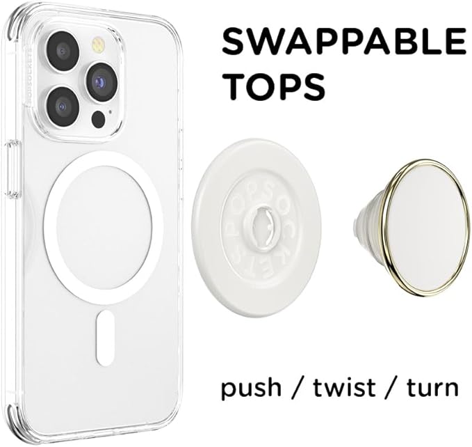 PopSockets Phone Grip for MagSafe with Kickstand, Magnetic Stand, Swappable Top, Secure Hold for iPhone MagSafe Cases, Phone & Tablet Grip, Cute PopSockets - Enamel Coconut Crème