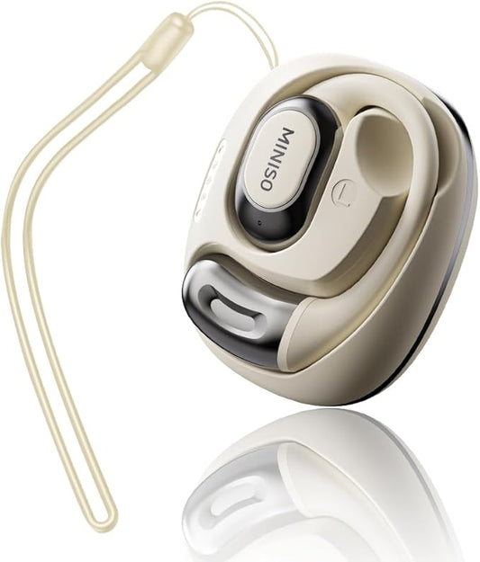MINISO Al Translation True Wireless OWS Headphones MS156, Support 135 Languages & Accents Bluetooth Open Ear Earphones, Long Battery Life HiFi Stereo Sound Wireless Earhooks Headset for Sport (Cream)