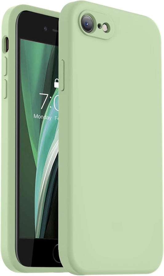 Vooii for iPhone SE Case 2022/3rd/2020,iPhone 8/7 Case, Upgraded Liquid Silicone with [Flat Edges] [Camera Protection] [Soft Anti-Scratch Microfiber Lining] Phone Case for iPhone SE - Matcha