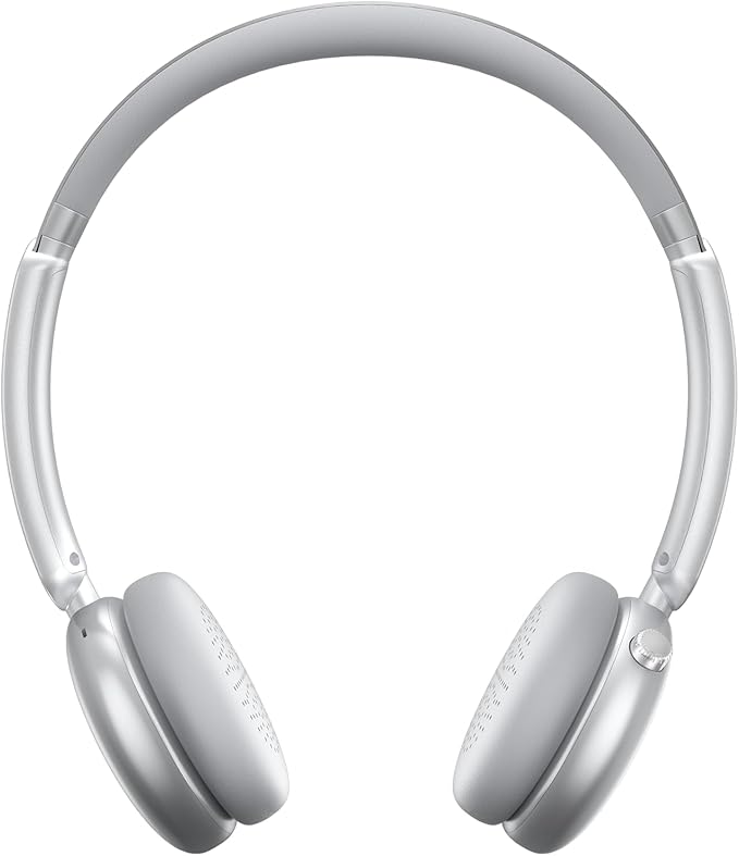 LORELEI Q60 Wireless Bluetooth On Ear Headphones，Built-in Micphone, 40 Hours Up Battery Life, Lightweight ，Bass Mode, Memory Earmuffs (Silver)